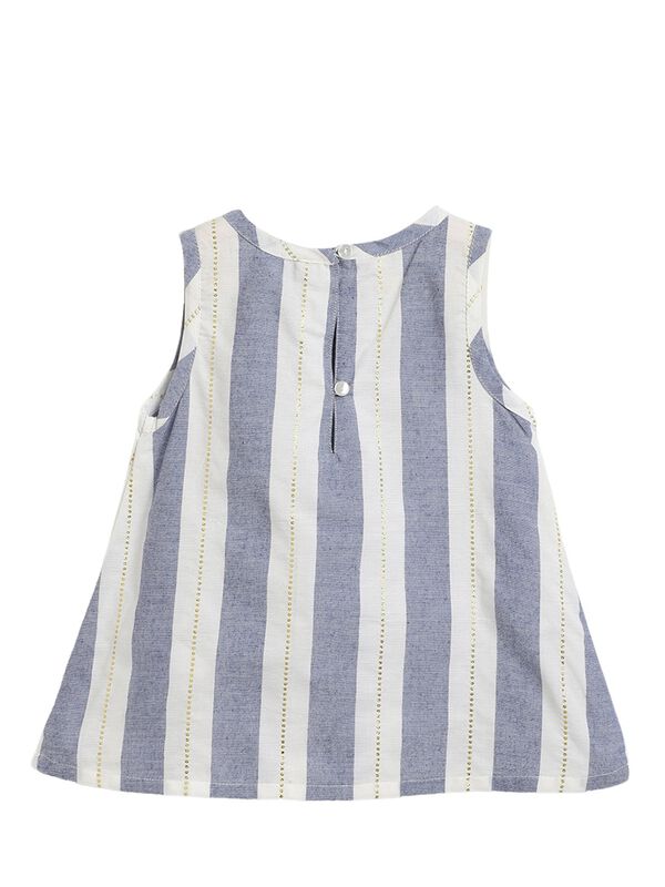 Girls Light Blue Striped Sleeveless Woven Top image number 1